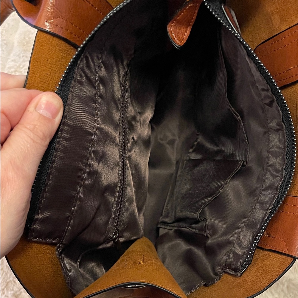 NWOT Elegant Brown Faux Leather RN Tote Bag/Purse - Picture 6 of 9